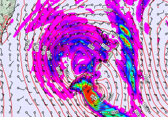 New Zealand forecast chart for Sunday, April 19th, 2026 at 12:00 AM