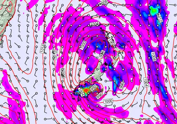 New Zealand forecast chart for Sunday, April 19th, 2026 at 6:00 PM