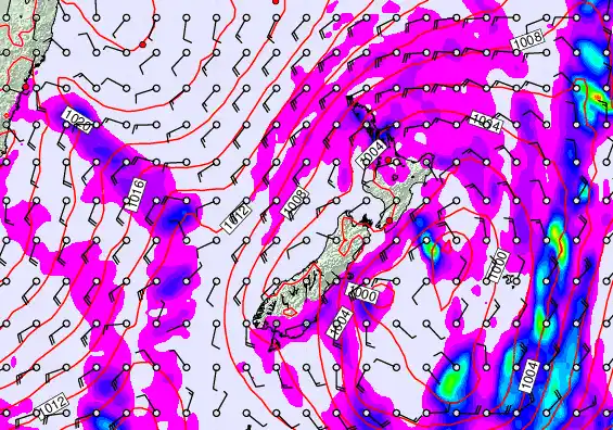 New Zealand forecast chart for Tuesday, April 21st, 2026 at 12:00 AM