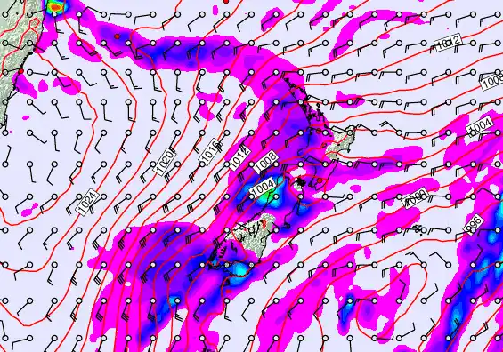 New Zealand forecast chart for Wednesday, April 22nd, 2026 at 12:00 AM