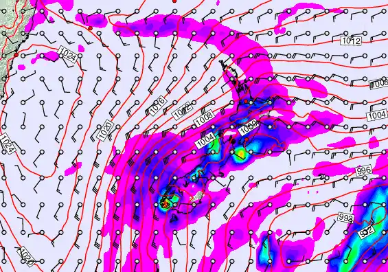 New Zealand forecast chart for Wednesday, April 22nd, 2026 at 6:00 AM
