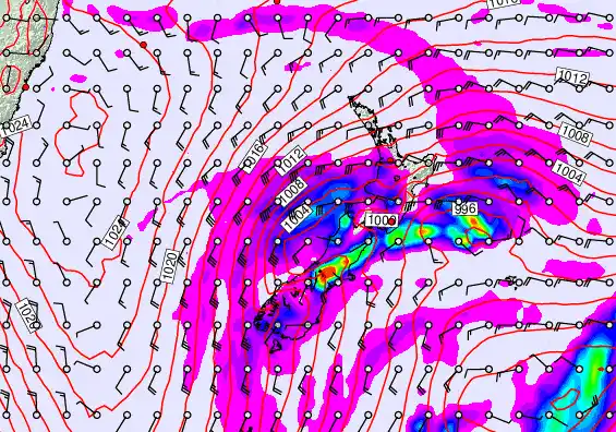 New Zealand forecast chart for Wednesday, April 22nd, 2026 at 12:00 PM