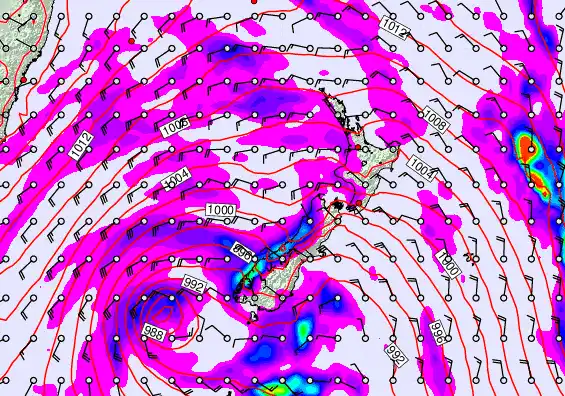 New Zealand forecast chart for Monday, April 13th, 2026 at 6:00 PM