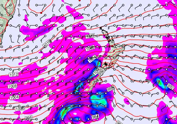 New Zealand forecast chart for Wednesday, April 15th, 2026 at 12:00 PM