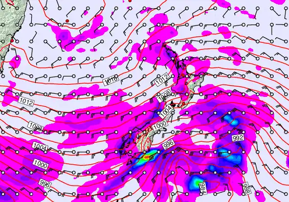 New Zealand forecast chart for Thursday, April 16th, 2026 at 12:00 AM