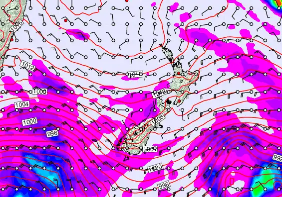 New Zealand forecast chart for Thursday, April 16th, 2026 at 12:00 PM