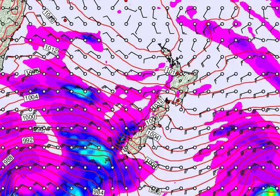 New Zealand forecast chart for Thursday, April 16th, 2026 at 6:00 PM
