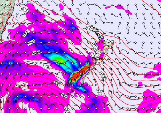 New Zealand forecast chart for Friday, April 17th, 2026 at 6:00 AM
