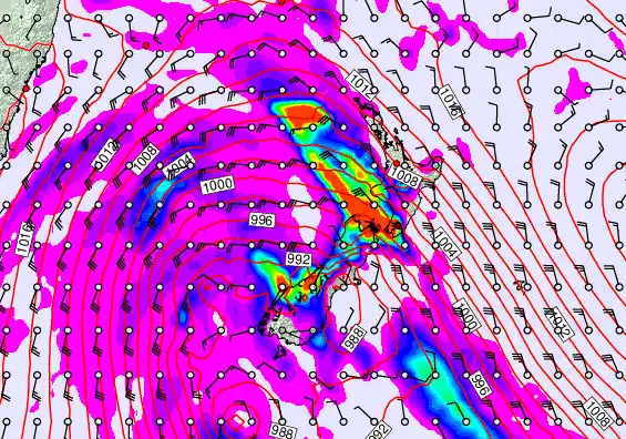 New Zealand forecast chart for Saturday, April 18th, 2026 at 12:00 AM