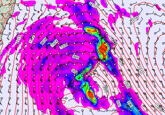 New Zealand forecast chart for Saturday, April 18th, 2026 at 6:00 AM