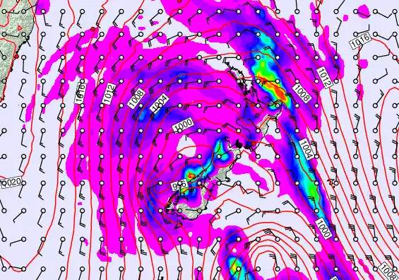 New Zealand forecast chart for Saturday, April 18th, 2026 at 6:00 PM
