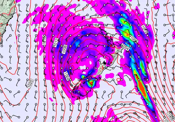 New Zealand forecast chart for Sunday, April 19th, 2026 at 12:00 AM