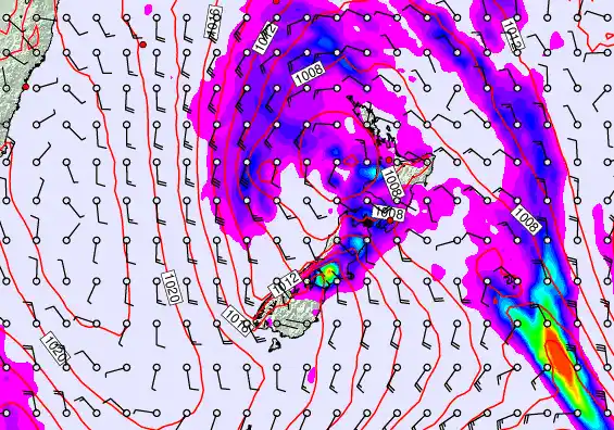 New Zealand forecast chart for Sunday, April 19th, 2026 at 12:00 PM