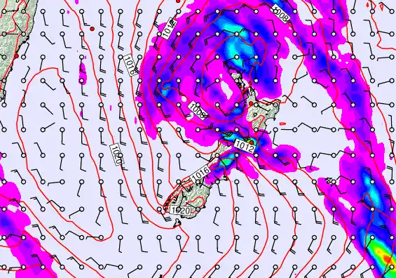 New Zealand forecast chart for Sunday, April 19th, 2026 at 6:00 PM