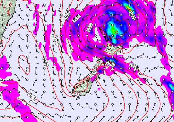 New Zealand forecast chart for Monday, April 20th, 2026 at 12:00 AM