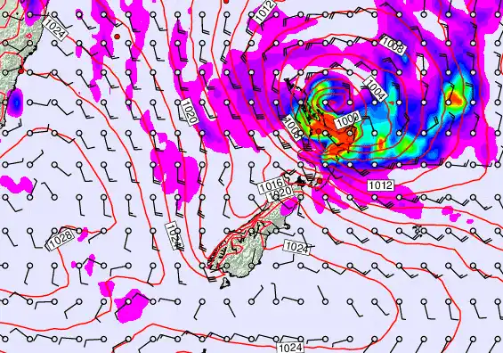 New Zealand forecast chart for Monday, April 20th, 2026 at 12:00 PM