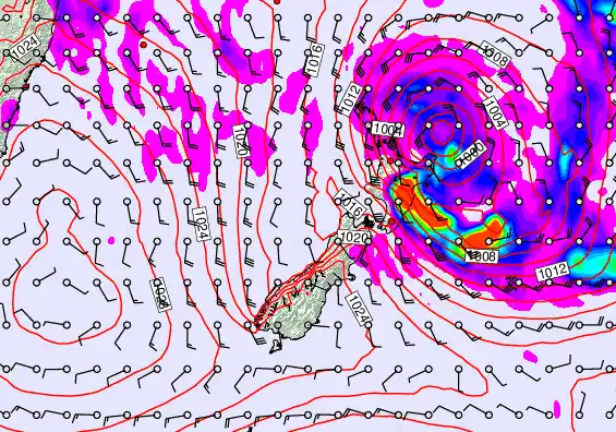New Zealand forecast chart for Tuesday, April 21st, 2026 at 6:00 AM