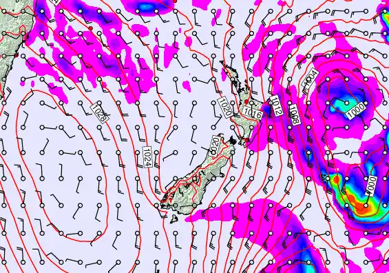 New Zealand forecast chart for Wednesday, April 22nd, 2026 at 12:00 AM