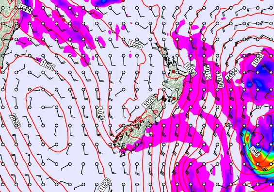 New Zealand forecast chart for Wednesday, April 22nd, 2026 at 6:00 AM
