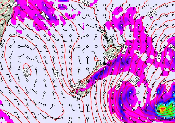 New Zealand forecast chart for Wednesday, April 22nd, 2026 at 12:00 PM