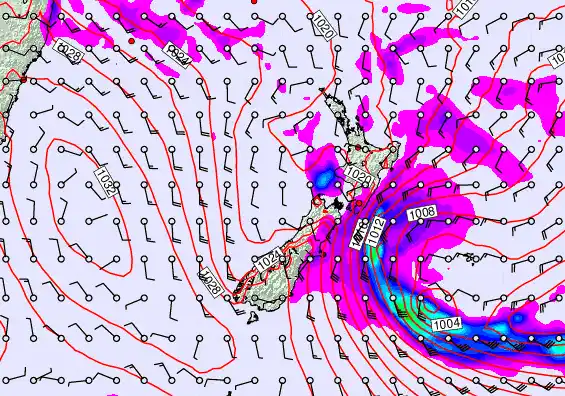 New Zealand forecast chart for Thursday, April 23rd, 2026 at 12:00 AM