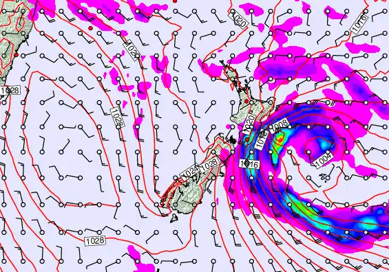 New Zealand forecast chart for Thursday, April 23rd, 2026 at 12:00 PM