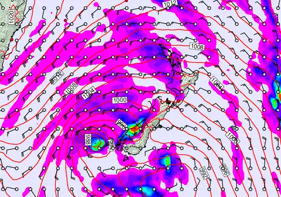 New Zealand forecast chart for Tuesday, April 14th, 2026 at 12:00 AM