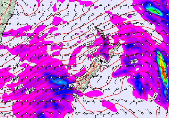 New Zealand forecast chart for Wednesday, April 15th, 2026 at 12:00 AM