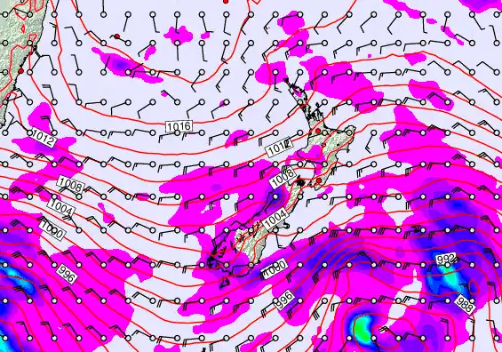 New Zealand forecast chart for Thursday, April 16th, 2026 at 6:00 AM