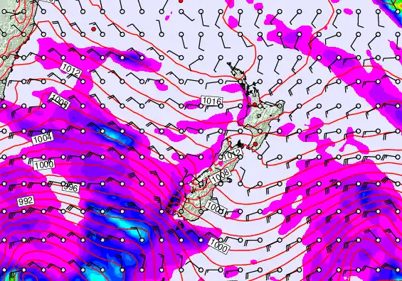 New Zealand forecast chart for Thursday, April 16th, 2026 at 6:00 PM