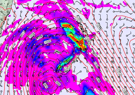 New Zealand forecast chart for Saturday, April 18th, 2026 at 12:00 AM