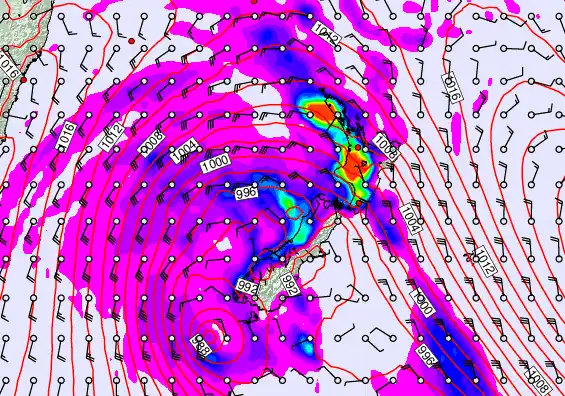 New Zealand forecast chart for Saturday, April 18th, 2026 at 6:00 AM