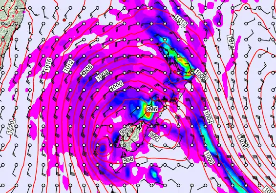 New Zealand forecast chart for Saturday, April 18th, 2026 at 12:00 PM