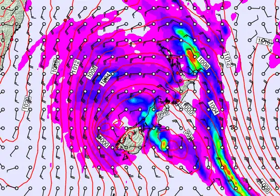 New Zealand forecast chart for Saturday, April 18th, 2026 at 6:00 PM
