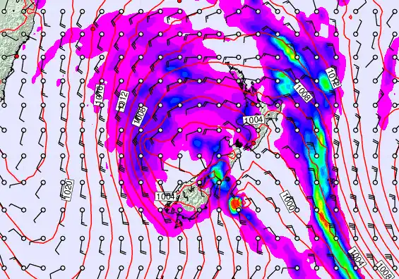 New Zealand forecast chart for Sunday, April 19th, 2026 at 12:00 AM