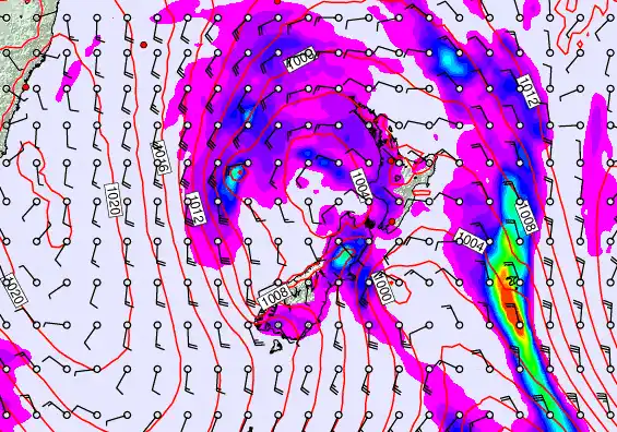 New Zealand forecast chart for Sunday, April 19th, 2026 at 6:00 AM