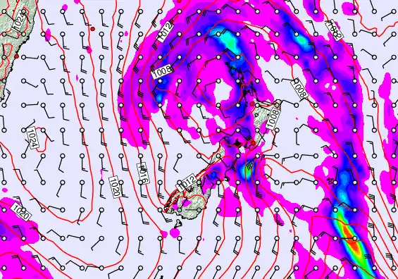 New Zealand forecast chart for Sunday, April 19th, 2026 at 12:00 PM
