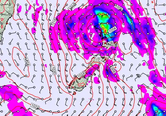 New Zealand forecast chart for Sunday, April 19th, 2026 at 6:00 PM