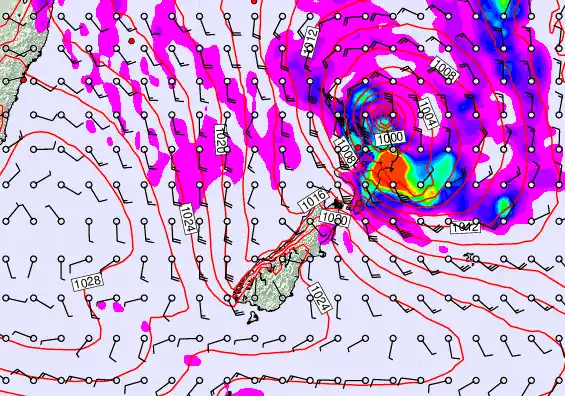 New Zealand forecast chart for Monday, April 20th, 2026 at 12:00 PM