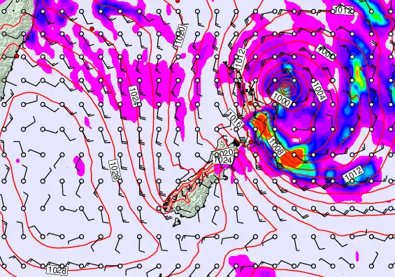 New Zealand forecast chart for Tuesday, April 21st, 2026 at 12:00 AM