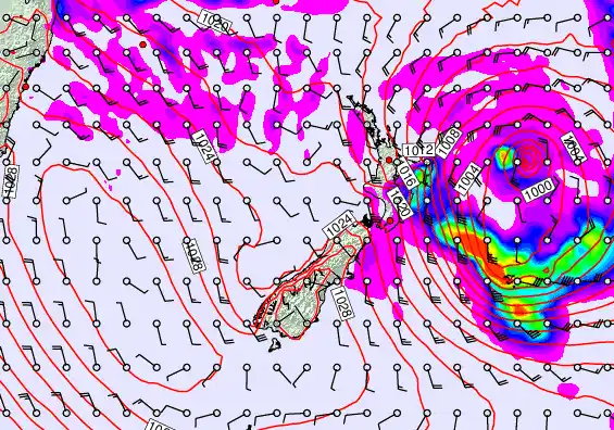 New Zealand forecast chart for Tuesday, April 21st, 2026 at 6:00 PM