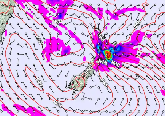 New Zealand forecast chart for Thursday, April 23rd, 2026 at 12:00 AM