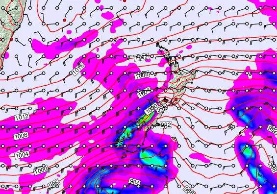 New Zealand forecast chart for Wednesday, April 15th, 2026 at 12:00 PM