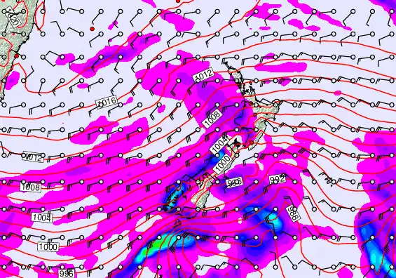 New Zealand forecast chart for Wednesday, April 15th, 2026 at 6:00 PM