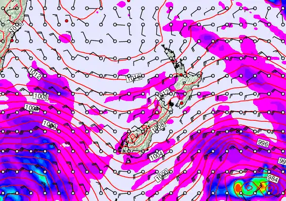 New Zealand forecast chart for Thursday, April 16th, 2026 at 12:00 PM