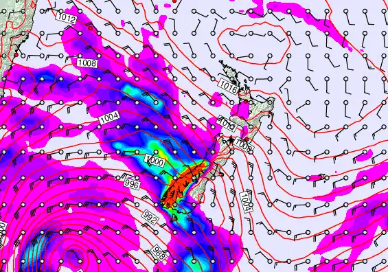 New Zealand forecast chart for Friday, April 17th, 2026 at 6:00 AM