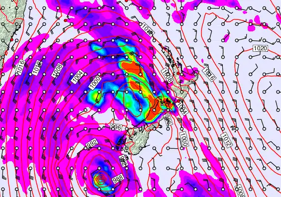 New Zealand forecast chart for Saturday, April 18th, 2026 at 12:00 AM