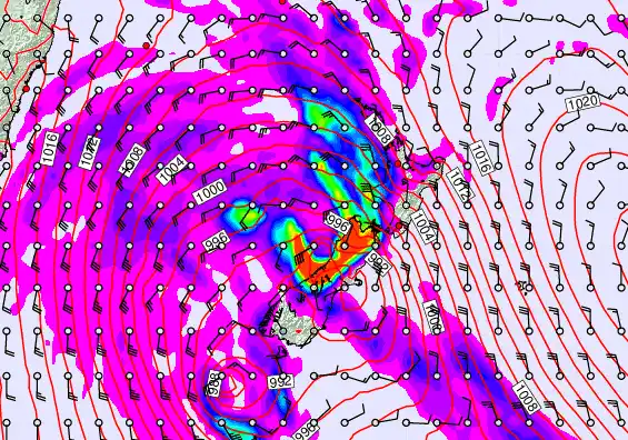 New Zealand forecast chart for Saturday, April 18th, 2026 at 6:00 AM