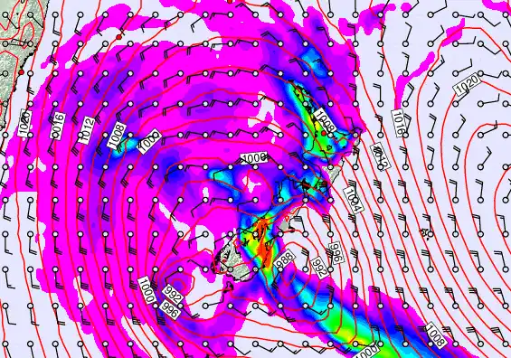 New Zealand forecast chart for Saturday, April 18th, 2026 at 12:00 PM