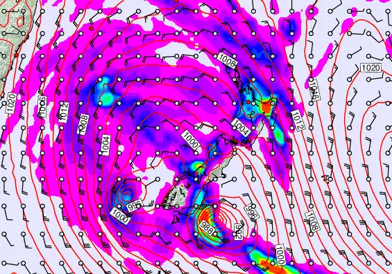 New Zealand forecast chart for Saturday, April 18th, 2026 at 6:00 PM